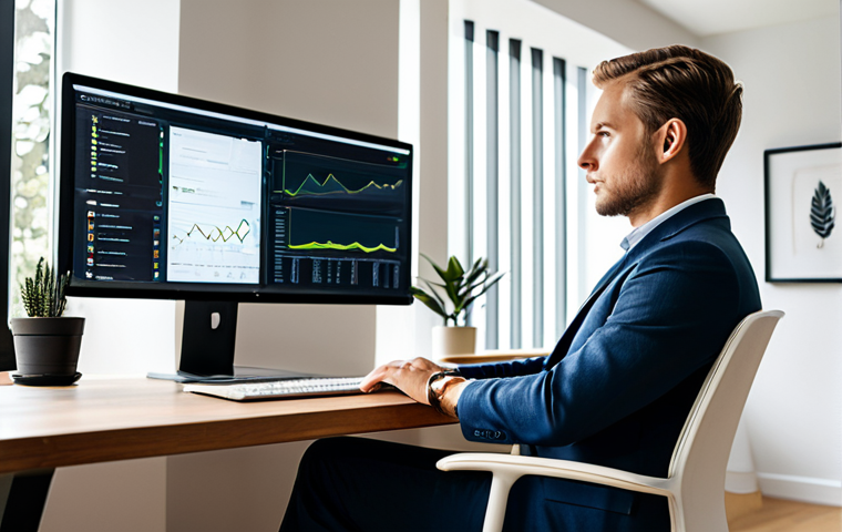 A professional individual, fully clothed in modest business casual attire, focused and productive. They are seated at an ergonomic desk in a beautifully designed, clean, and modern home office "sanctuary." A large monitor prominently displays smart analytics or automated summaries, subtly suggesting AI assistance. Natural light streams into the calm space, which includes subtle, tasteful personal touches like a potted plant or a bookshelf. The atmosphere is serene and conducive to deep work. Professional photography, high-resolution, sharp focus, natural lighting, perfect anatomy, correct proportions, well-formed hands, proper finger count, natural body proportions, safe for work, appropriate content, fully clothed, professional.
