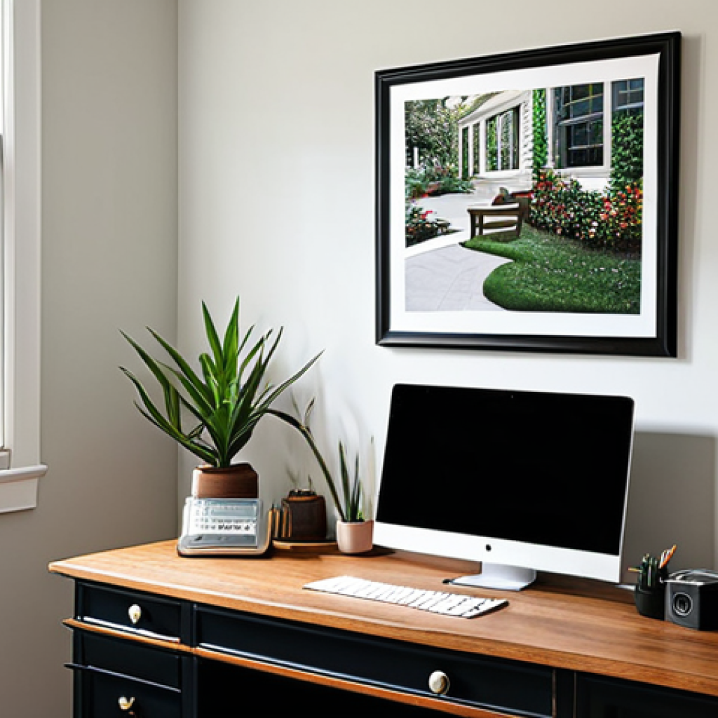 생산성을 높이는 원격근무 중 설정한 규칙들 - Home Office Setup**
"A clean and organized home office space, featuring a desk with a computer, a c...