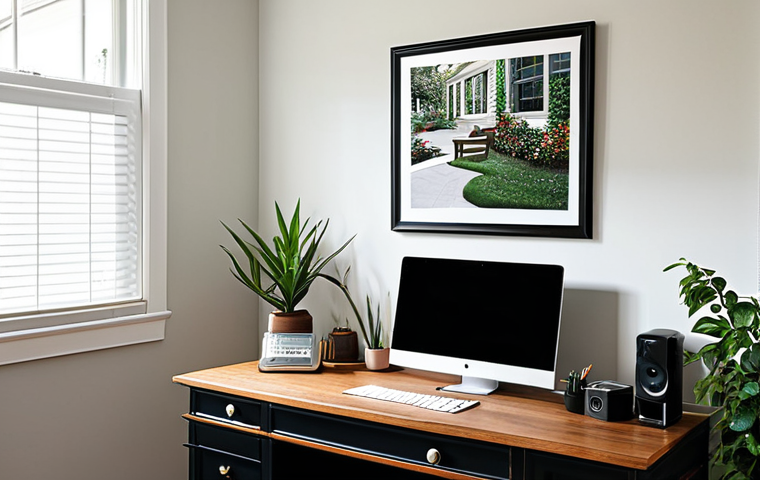 생산성을 높이는 원격근무 중 설정한 규칙들 - Home Office Setup**
"A clean and organized home office space, featuring a desk with a computer, a c...