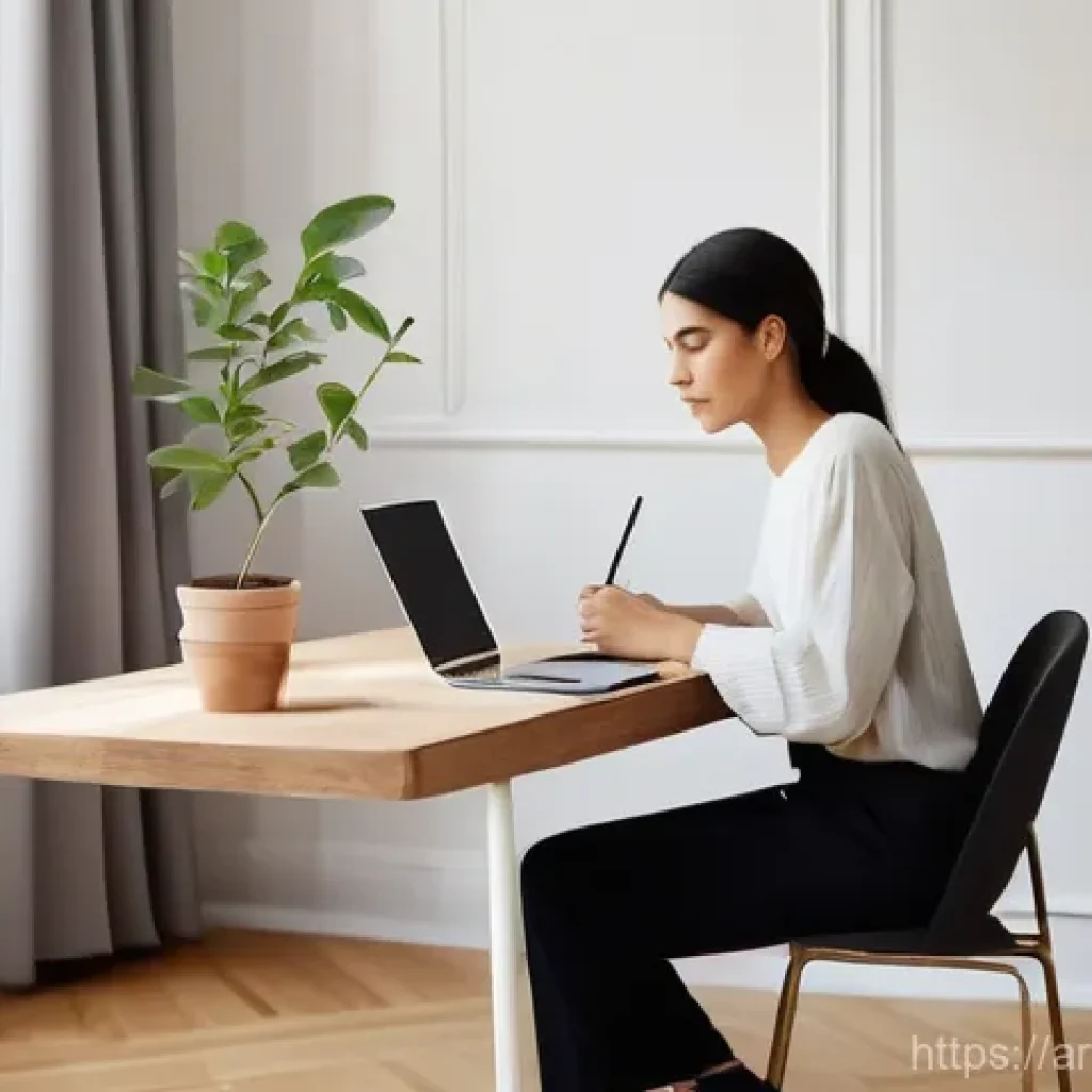 원격근무 시 우선순위 관리의 중요성 - **Prompt:** A serene and organized remote workspace bathed in soft, natural morning light. A person ...