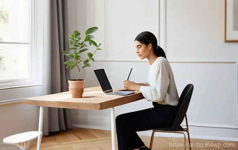 원격근무 시 우선순위 관리의 중요성 - **Prompt:** A serene and organized remote workspace bathed in soft, natural morning light. A person ...