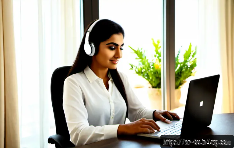 원격근무에서의 고객 서비스 생산성 향상 팁 - Photorealistic remote customer service professional in a neat modern home office in Dubai, wearing m...